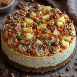 Der himmlische Karottenkuchen-Käsekuchen ist nicht nur ein Dessert, sondern ein wahres Geschmackserlebnis! Diese köstliche Kreation kombiniert die saftige Süße eines traditionellen Karottenkuchens mit der cremigen, luxuriösen Textur eines Käsekuchens. Die harmonische Verschmelzung von warmen Gewürzen, frischen Karotten und dem reichhaltigen Frischkäse sorgt dafür, dass dieser Kuchen zu jedem Anlass ein Highlight darstellt – sei es für einen festlichen Geburtstag, ein gemütliches Familienessen oder einfach nur zum Verwöhnen.