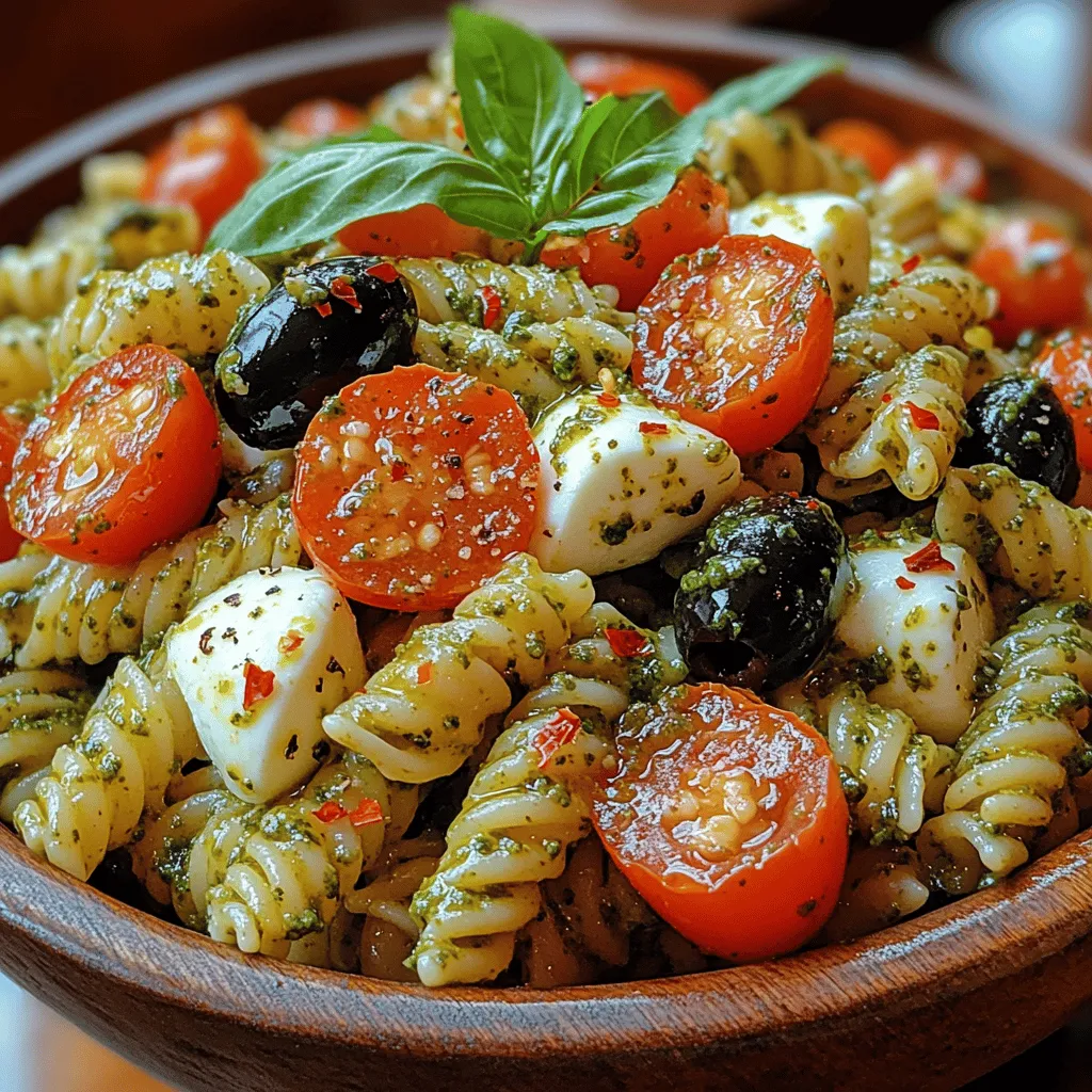 Was macht diesen Salat so besonders? Der Zesty Basil Pesto Pasta Salad vereint die Aromen von frisch zubereitetem Basilikum-Pesto mit knackigen Gemüsestücken, cremigem Mozzarella und einer leichten Zitronennote. Diese Kombination sorgt nicht nur für einen geschmacklichen Hochgenuss, sondern bietet auch eine Vielzahl gesundheitlicher Vorteile. Die Basis bilden hochwertige Zutaten, die reich an Vitaminen, Mineralstoffen und gesunden Fetten sind.