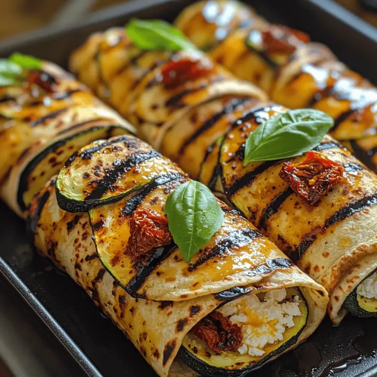 Um die gegrillten Zucchini-Feta-Wraps zuzubereiten, benötigen Sie folgende Zutaten: