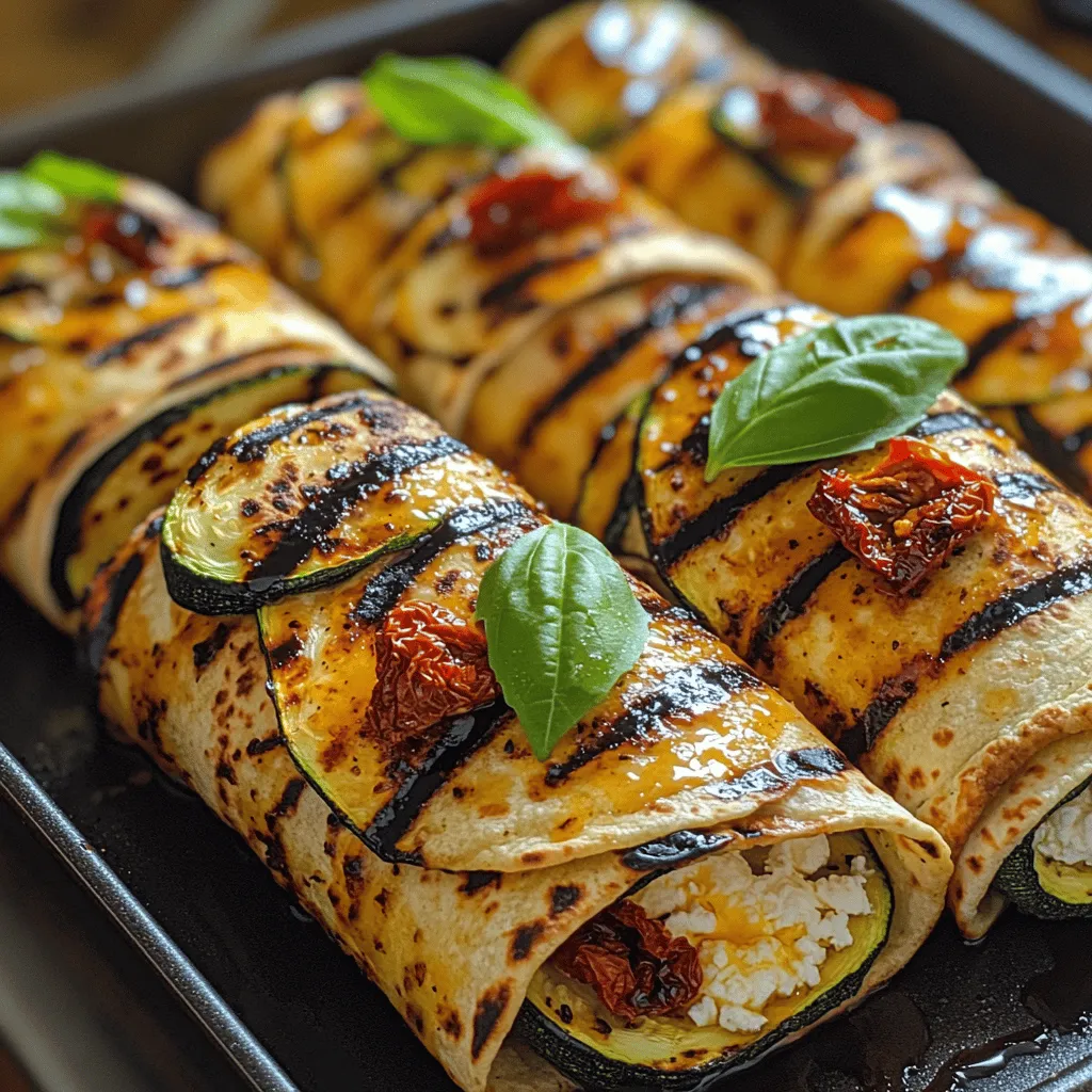 Um die gegrillten Zucchini-Feta-Wraps zuzubereiten, benötigen Sie folgende Zutaten: