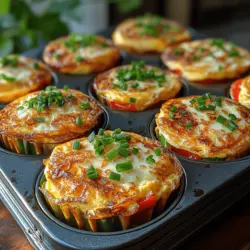 Die morgendlichen Mini-Omeletts sind nicht nur eine köstliche Frühstücksoption, sondern auch eine praktische Lösung für vielbeschäftigte Tage. Viele von uns haben es eilig, morgens aus dem Haus zu kommen, und oft bleibt nicht viel Zeit für ein gesundes Frühstück. Diese vielseitigen kleinen Köstlichkeiten sind einfach zuzubereiten, können im Voraus gemacht werden und sind ideal zum Mitnehmen. Egal, ob Sie sie frisch aus dem Ofen genießen oder als schnelles Frühstück für unterwegs einpacken, diese Mini-Omeletts sind eine hervorragende Wahl für jeden Morgen.