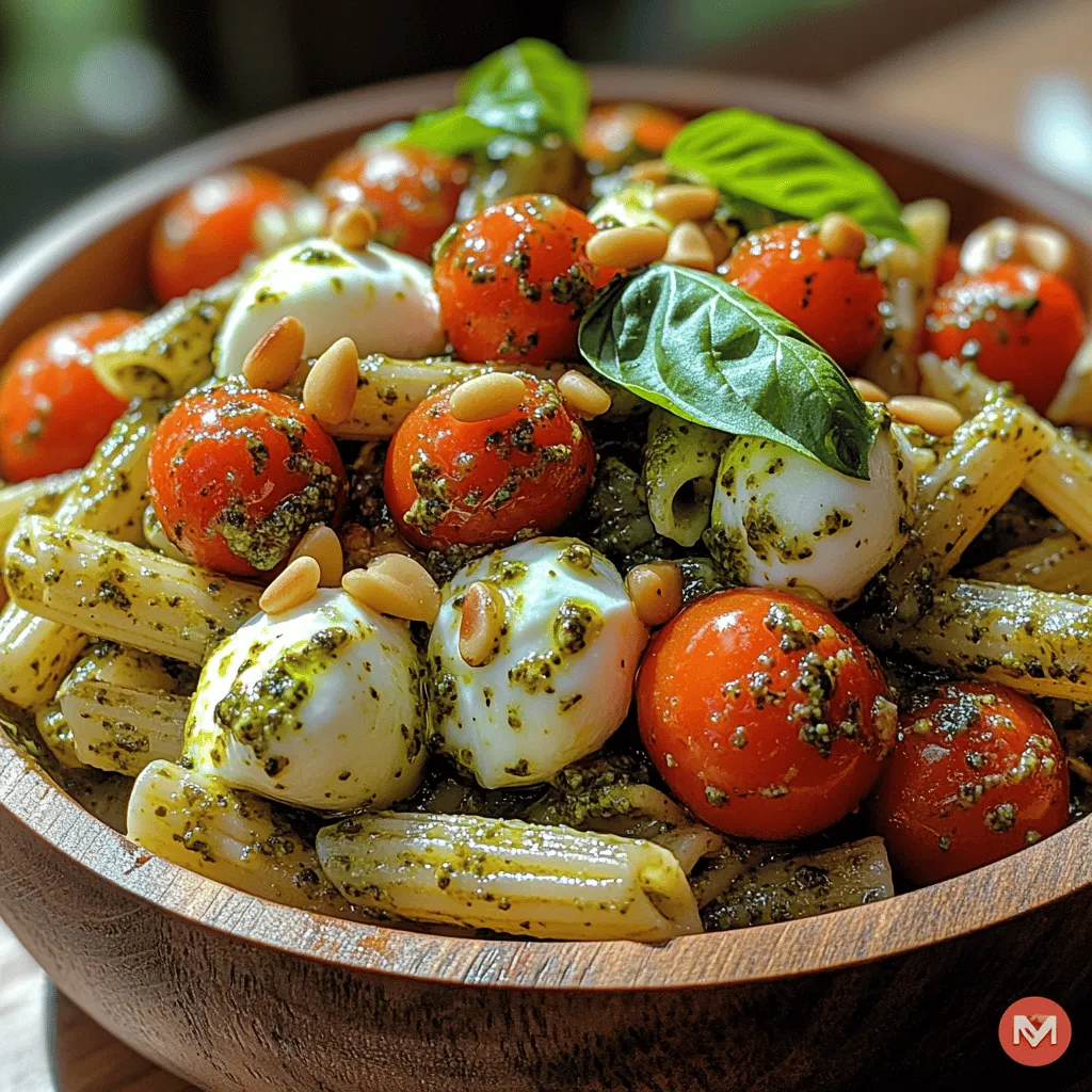 Das Rezept für Kühlendes Italienisches Vergnügen: Caprese-Pesto-Pasta ist eine erfrischende, köstliche Mahlzeit, die perfekt für heiße Sommertage geeignet ist. Diese Pasta vereint die Aromen Italiens in einem einfachen und schnellen Gericht, das nicht nur den Gaumen erfreut, sondern auch das Auge anspricht. Die Kombination aus frischen Zutaten und der leichten Zubereitung macht dieses Rezept ideal für ein leichtes Mittagessen, ein Picknick im Freien oder als Beilage zu Grillpartys. Mit dem bunten Mix aus Cherrytomaten, Mozzarella und Basilikum transportiert diese Pasta das Gefühl eines italienischen Sommers direkt auf Ihren Teller.