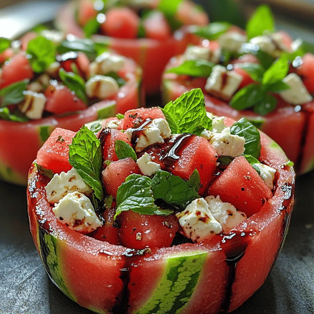 Der Feta-Wassermelonen-Salatbecher ist eine erfrischende und gesunde Wahl für heiße Sommertage oder als eleganter Snack für besondere Anlässe. Diese köstliche Kombination aus süßer, saftiger Wassermelone, salzigem Feta-Käse und frischen Kräutern bringt nicht nur erfrischende Aromen auf den Tisch, sondern bietet auch eine ansprechende Präsentation, die jeden Gaumen erfreut. Die leuchtenden Farben und die frischen Zutaten machen diesen Salat zu einem perfekten Highlight auf jedem Grillfest, Picknick oder als leichte Vorspeise.