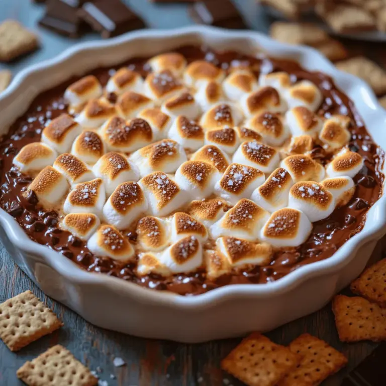 Genießen Sie die süße Versuchung des Sommers mit einem einfach zuzubereitenden Rezept für einen gerösteten Marshmallow S’mores Dip. Diese köstliche Mischung aus Schokolade, Marshmallows und knusprigen Graham-Crackern bringt das klassische Lagerfeuergefühl direkt in Ihre Küche. Der S’mores Dip ist nicht nur ein Genuss für den Gaumen, sondern auch ein Fest für die Sinne – die Schokolade schmilzt, die Marshmallows karamellisieren und die Graham-Cracker sorgen für den perfekten Crunch. Ideal für Partys, Familientreffen oder einfach für einen gemütlichen Filmabend zu Hause, dieser Dip ist ein echter Publikumsmagnet.