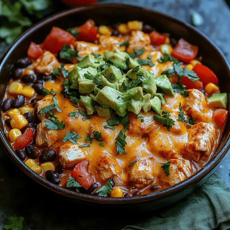 Die Hauptzutaten, die für die Zubereitung der Käse-Hühnchen-Enchilada-Pfanne benötigt werden, umfassen: