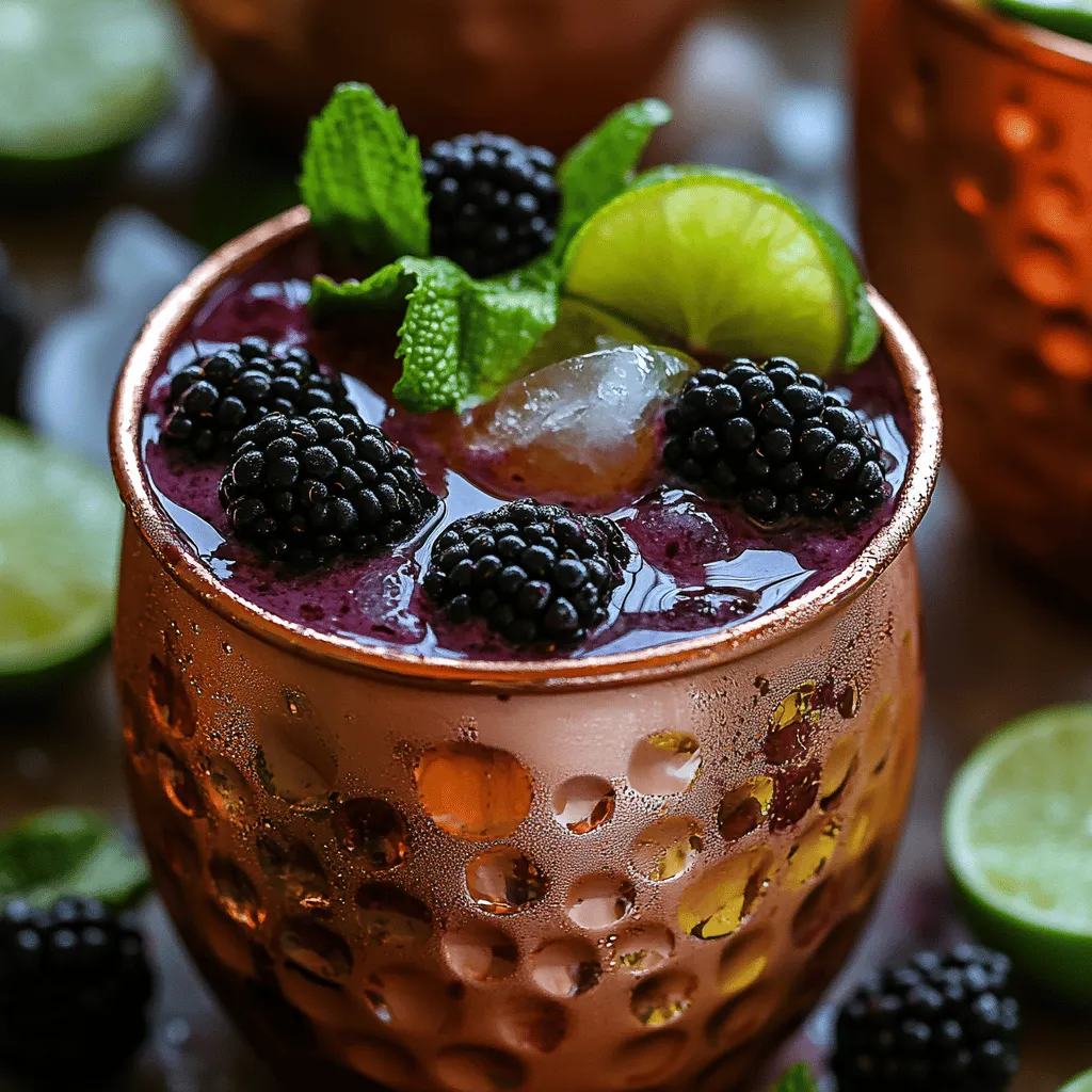 Genießen Sie den sprudelnden Brombeer-Champagner-Mule, ein erfrischender Cocktail, der nicht nur geschmacklich überzeugt, sondern auch optisch ein Highlight ist. Diese exquisite Mischung aus frischen Brombeeren, spritzigem Ingwerbier und elegantem Champagner bringt den perfekten Hauch von Feierlichkeit in jede Zusammenkunft. Der Cocktail vereint die Süße der Brombeeren mit der Säure des Limettensafts und der sanften Schärfe des Ingwerbiers, abgerundet durch den prickelnden Champagner.