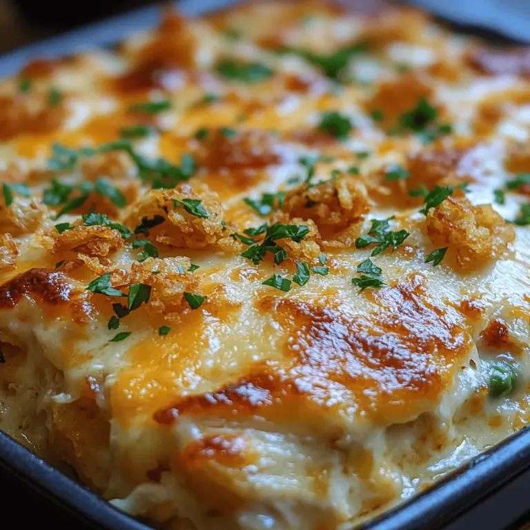 Der Käse-Hühnchen-Hashbrown-Auflauf ist ein köstliches und herzhaftes Gericht, das nicht nur einfach zuzubereiten ist, sondern auch eine perfekte Mischung aus Aromen und Texturen bietet. Dieses Gericht kombiniert zartes Hühnchen, knusprige Hashbrowns, cremige Soße und geschmolzenen Käse zu einem unwiderstehlichen Geschmackserlebnis. Ideal für Familienessen oder gesellige Zusammenkünfte, wird dieser Auflauf sicherlich zu einem neuen Favoriten in Ihrer Rezeptesammlung.