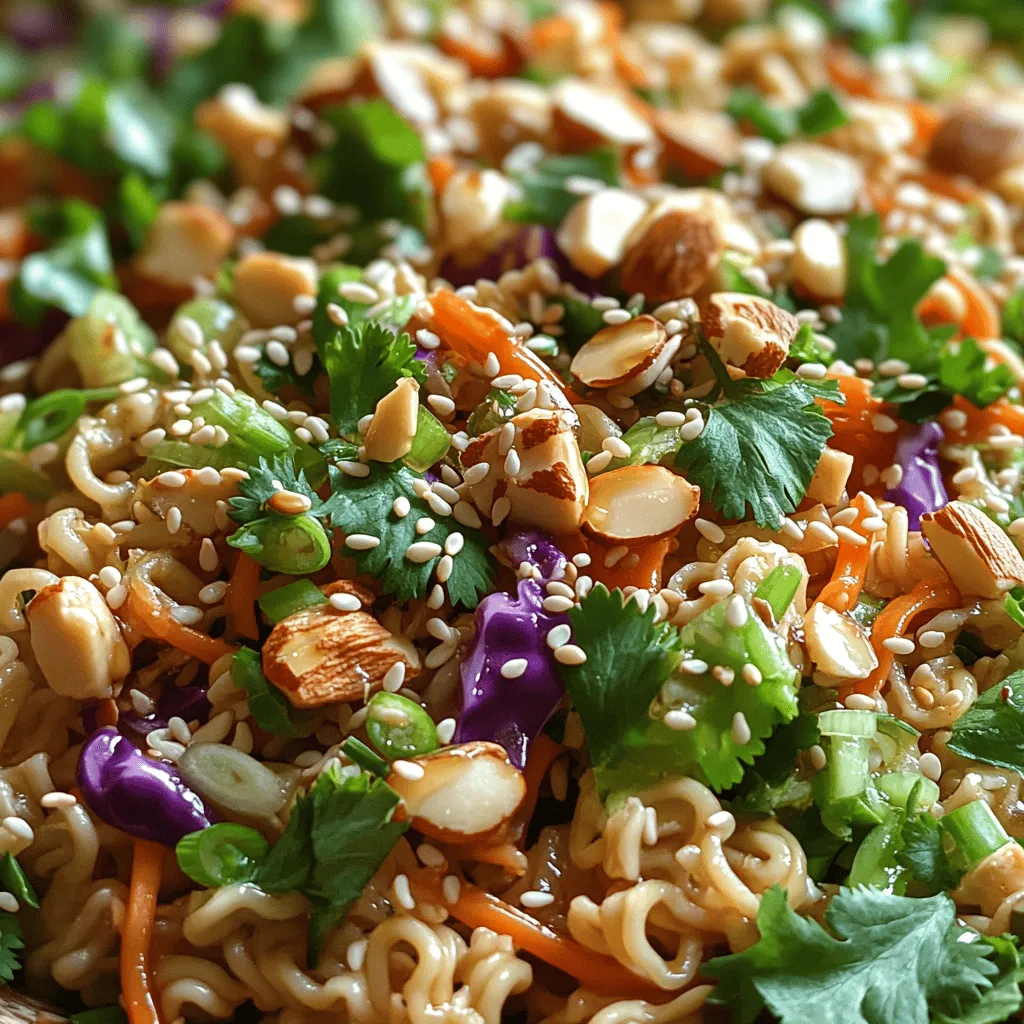 Willkommen zu einem Rezept, das nicht nur die Geschmacksknospen erfreut, sondern auch eine wahre Augenweide ist: der knusprige Ramen-Nudelsalat mit Huhn. Dieses Gericht ist die perfekte Kombination aus knackigem Gemüse, zartem Huhn und aromatischem Dressing, das alles zusammenbindet. Egal, ob Sie auf der Suche nach einem schnellen Mittagessen, einem gesunden Abendessen oder einem auffälligen Salat für Ihre nächste Feier sind, dieser Ramen-Nudelsalat ist die Antwort.