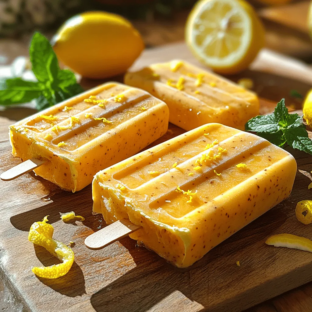 Die essenziellen Zutaten für die Zesty Creamy Lemonade Pops sind: