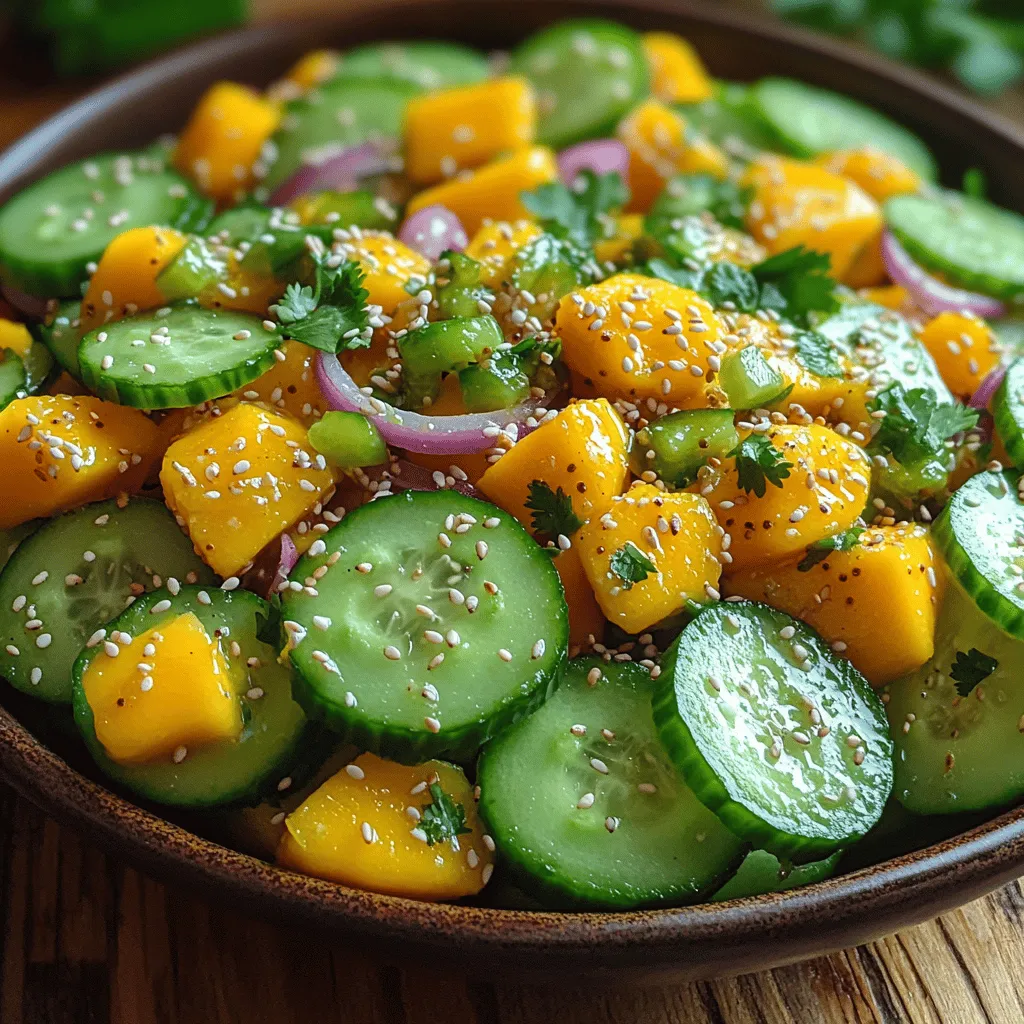 Der Tropensalat mit Gurke und Mango ist nicht nur ein Fest für die Sinne, sondern auch eine hervorragende Möglichkeit, sich an heißen Sommertagen abzukühlen. Diese köstliche Kombination aus knackigen Gurken, süßer Mango und einer Vielzahl aromatischer Zutaten macht diesen Salat zu einem unverzichtbaren Bestandteil jedes Grillabends, jeder Gartenparty oder einfach als leichtes Mittagessen.