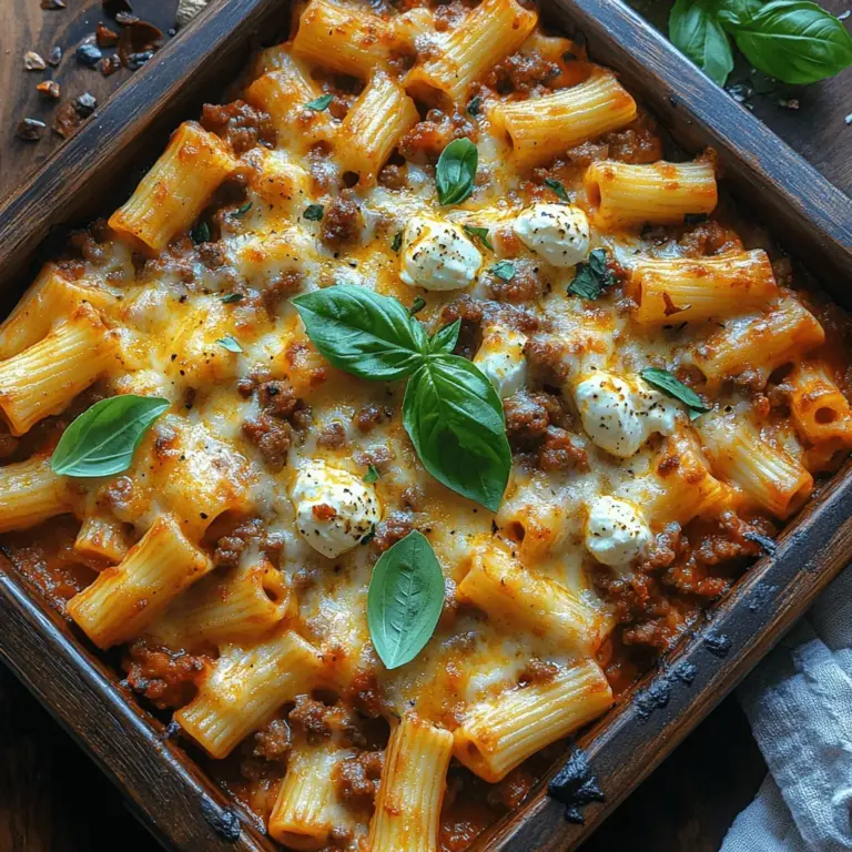 Baked Rigatoni ist ein Gericht, das nicht nur die Herzen von Pasta-Liebhabern höher schlagen lässt, sondern auch eine perfekte Wahl für gesellige Abende mit Freunden und Familie ist. Diese italienische Spezialität vereint die köstlichen Aromen einer herzhaften Fleischsauce mit der zarten Textur der Rigatoni-Pasta und einer cremigen Käsekruste, die jeden Bissen zu einem wahren Genuss macht. Die Kombination aus würzigem Rinderhackfleisch, aromatischen Tomaten und aromatischen Kräutern sorgt dafür, dass dieses Gericht allen Gaumen schmeichelt und sich wunderbar für ein gemeinsames Abendessen eignet.