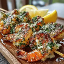 Bevor wir mit der Zubereitung beginnen, schauen wir uns die Hauptzutaten an, die du für die Knoblauch-Butter-Garnelen-Spieße benötigst: