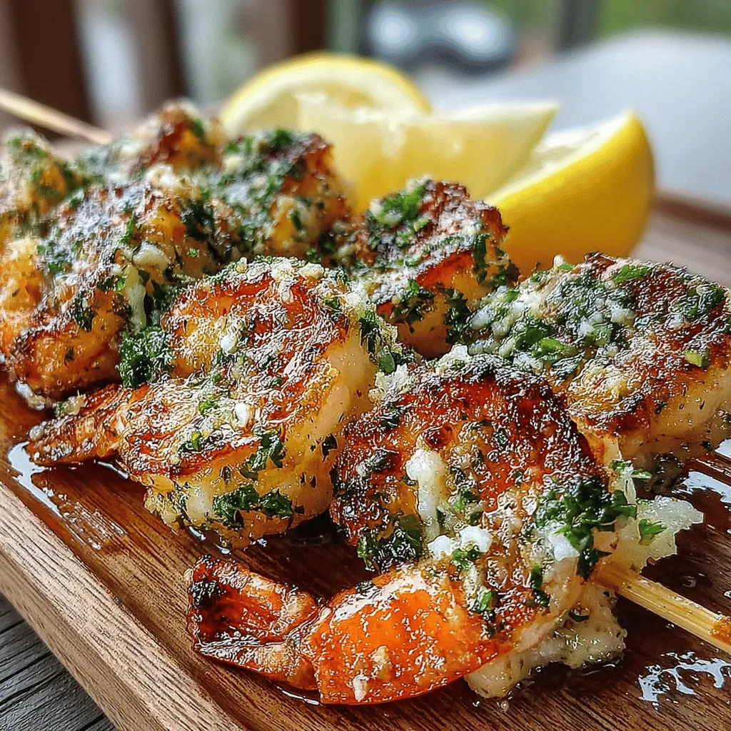 Bevor wir mit der Zubereitung beginnen, schauen wir uns die Hauptzutaten an, die du für die Knoblauch-Butter-Garnelen-Spieße benötigst: