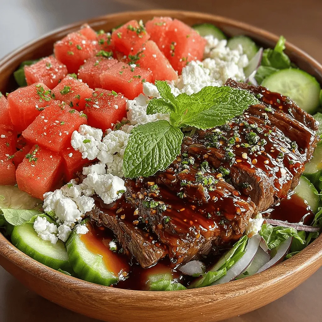 Die Kombination aus saftiger Wassermelone und zartem Rindfleisch mag auf den ersten Blick ungewöhnlich erscheinen, doch in der kulinarischen Welt sind es genau solche überraschenden Kombinationen, die unsere Geschmacksknospen zum Tanzen bringen. Die Rezeptur für die saftige Wassermelonen- und Rindfleischsalatschüssel ist nicht nur ein Fest für die Sinne, sondern auch eine gesunde und nahrhafte Mahlzeit, die perfekt für warme Sommertage geeignet ist. Diese Salatschüssel vereint frische, knackige Zutaten mit der herzhaften Note des Rindfleischs und dem süßen, erfrischenden Geschmack der Wassermelone.