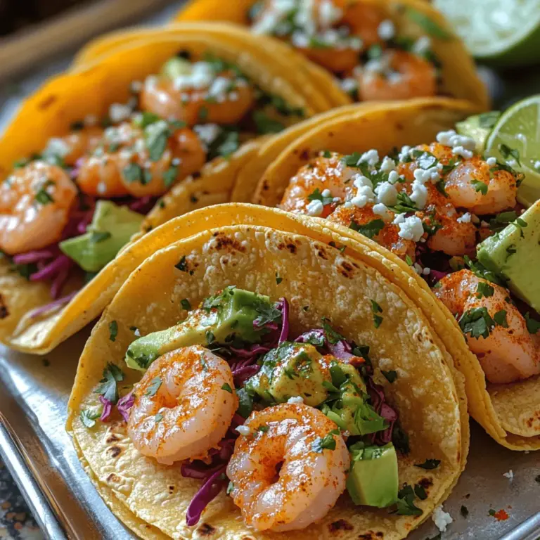 Die Zesty Lime Shrimp Street Tacos sind ein köstliches, lebhaftes Gericht, das die Essenz der mexikanischen Street Food-Kultur perfekt einfängt. Diese Tacos sind nicht nur einfach zuzubereiten, sondern bieten auch eine Vielzahl von Aromen und Texturen, die das Geschmackserlebnis auf ein neues Level heben. Die Kombination aus zarten Garnelen, frischen Limetten und knackigem Rotkohl sorgt für ein ausgewogenes und erfrischendes Gericht, das ideal für ein schnelles Mittagessen oder ein entspanntes Abendessen mit Freunden ist.