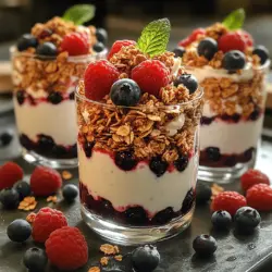 In einer Welt, in der gesundes Essen und Genuss immer mehr zusammenwachsen, gewinnen hausgemachte Rezepte eine besondere Bedeutung. Sie ermöglichen es uns, die Kontrolle über die Zutaten zu übernehmen und bieten die Möglichkeit, kreative, nahrhafte Gerichte zu kreieren. Das folgende Rezept für ein Beerenfreude Griechischer Joghurt Parfait ist nicht nur einfach zubereitet, sondern auch ein wahrer Genuss für alle Sinne. Es vereint die Cremigkeit von griechischem Joghurt mit der Frische von gemischten Beeren und dem knusprigen Crunch von Granola. Dieses Gericht eignet sich hervorragend als Frühstück, Snack oder sogar als leichtes Dessert.