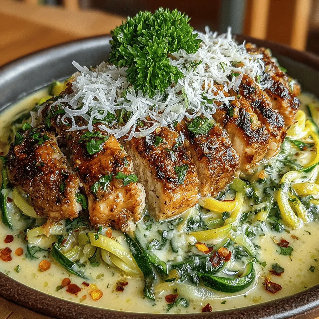 Wenn Sie auf der Suche nach einem leicht zuzubereitenden, aber dennoch exquisiten Gericht sind, das sowohl gesund als auch voller Geschmack ist, dann sind Sie hier genau richtig! Das cremige Zitronen-Knoblauch-Hühnchen mit Zucchini-Nudeln ist ein Rezept, das nicht nur den Gaumen erfreut, sondern auch ein Fest für die Augen ist. Mit seinen frischen Aromen von Zitrone und Knoblauch sowie der leichten Textur der Zucchini-Nudeln ist dieses Gericht perfekt für ein schnelles Abendessen unter der Woche oder für besondere Anlässe.