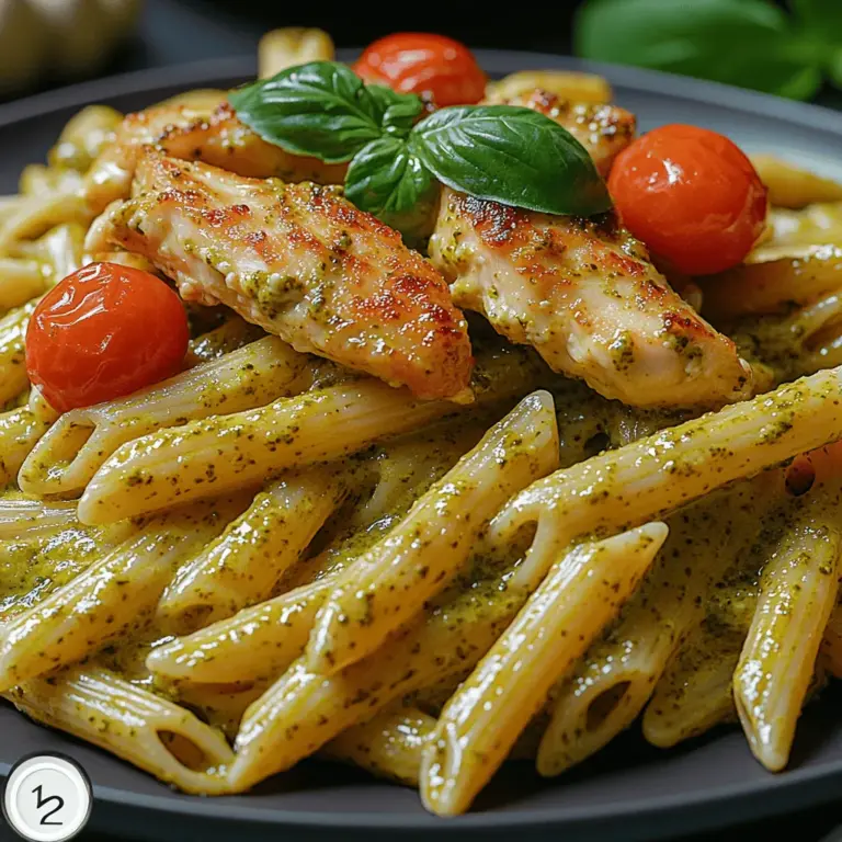 Cremige Pesto-Hähnchen-Penne ist ein Gericht, das die Essenz der italienischen Küche in einem einzigen, köstlichen Bissen einfängt. Diese Kombination aus al dente Penne-Nudeln, saftigem Hähnchen, aromatischem Basilikum-Pesto und einer reichhaltigen, cremigen Sauce ist nicht nur einfach zuzubereiten, sondern auch ein echter Genuss für die ganze Familie. Die Verwendung von frischen Zutaten und die Möglichkeit, die Aromen nach Belieben anzupassen, machen dieses Rezept zu einem unverzichtbaren Bestandteil deiner wöchentlichen Menüplanung.