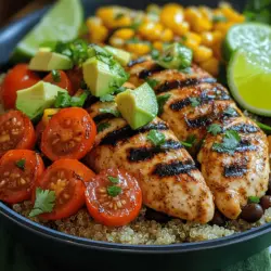 Wenn Sie auf der Suche nach einem Gericht sind, das sowohl einfach zuzubereiten als auch voller Geschmack ist, sind die Zesty Lime Chicken Bowls genau das Richtige für Sie. Dieses Gericht kombiniert zartes, mariniertes Hühnchen mit einer bunten Auswahl an frischen Zutaten, darunter Quinoa, Avocado und Kirschtomaten. Ursprünglich inspiriert von der frischen und lebhaften Küche Mexikos, bringt dieses Rezept die Aromen der Zitrusfrüchte auf einen neuen Höhepunkt und bietet eine perfekte Balance zwischen Geschmack und Nährstoffen.
