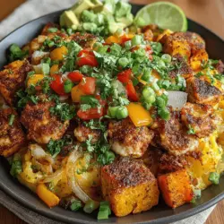 Südwestliches Hühnchen & Süßkartoffel-Hash ist ein herzhaftes und nahrhaftes Gericht, das die Aromen der südwestlichen Küche in einem einfachen und leckeren Rezept vereint. Mit einer Kombination aus zarten Hähnchenstücken, süßen Kartoffeln und frischem Gemüse ist dieser Hash nicht nur ein Genuss für den Gaumen, sondern auch eine großartige Möglichkeit, die tägliche Portion Gemüse und Protein zu integrieren. Ob zum Abendessen oder als sättigendes Frühstück, dieses Gericht ist vielseitig und schnell zubereitet.