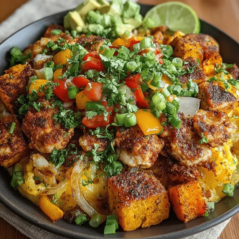 Südwestliches Hühnchen & Süßkartoffel-Hash ist ein herzhaftes und nahrhaftes Gericht, das die Aromen der südwestlichen Küche in einem einfachen und leckeren Rezept vereint. Mit einer Kombination aus zarten Hähnchenstücken, süßen Kartoffeln und frischem Gemüse ist dieser Hash nicht nur ein Genuss für den Gaumen, sondern auch eine großartige Möglichkeit, die tägliche Portion Gemüse und Protein zu integrieren. Ob zum Abendessen oder als sättigendes Frühstück, dieses Gericht ist vielseitig und schnell zubereitet.