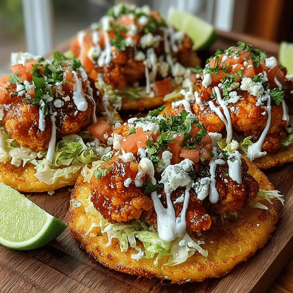 Tostadas haben ihren Ursprung in der mexikanischen Küche und sind eine beliebte Art, verschiedene Beläge auf knusprigen Tortillas zu servieren. Diese traditionellen Snacks sind in vielen Haushalten zu finden und variieren je nach Region und persönlichen Vorlieben. Die Kombination aus knuspriger Tostada, frischen Zutaten und einer Vielzahl von Aromen hat Tostadas zu einem Liebling in der modernen Küche gemacht. Mit dieser Rezeptur fügen wir jedoch eine aufregende Note hinzu, indem wir Blumenkohl und Buffalo-Sauce verwenden, die das Gericht sowohl würzig als auch sättigend machen.