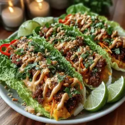 Die Würzigen Thai Erdnuss-Hühnchen-Lettucetüten sind nicht nur ein Fest für die Augen, sondern auch ein wahrer Gaumenschmaus. Dieses Gericht vereint die Aromen Thailands und ist ideal für ein schnelles Mittagessen oder als gesunde Snacks für zwischendurch. Die Kombination aus zartem Hühnchen, knackigem Gemüse und einer cremigen Erdnusssauce sorgt für ein Geschmackserlebnis, das sowohl gesund als auch sättigend ist.