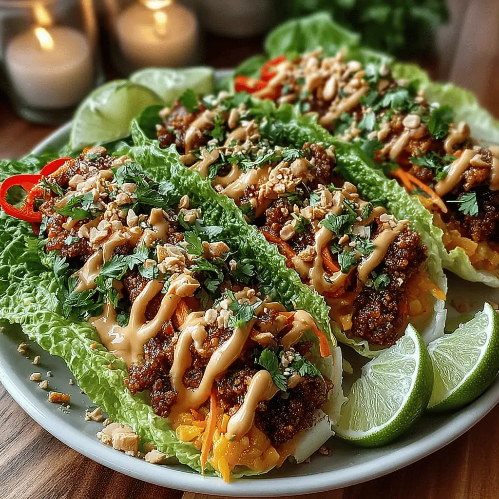 Die Würzigen Thai Erdnuss-Hühnchen-Lettucetüten sind nicht nur ein Fest für die Augen, sondern auch ein wahrer Gaumenschmaus. Dieses Gericht vereint die Aromen Thailands und ist ideal für ein schnelles Mittagessen oder als gesunde Snacks für zwischendurch. Die Kombination aus zartem Hühnchen, knackigem Gemüse und einer cremigen Erdnusssauce sorgt für ein Geschmackserlebnis, das sowohl gesund als auch sättigend ist.
