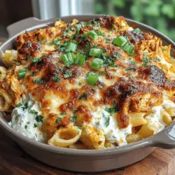 Der Würzige Komfortauflauf: Cremiger Buffalo-Hühnchen-Pasta-Auflauf ist ein Gericht, das die Herzen von Pasta- und Hühnchenliebhabern gleichermaßen erobert. Ursprünglich inspiriert von den berühmten Buffalo Wings, kombiniert dieses Rezept die würzige, pikante Note der Buffalo-Sauce mit der Cremigkeit von Käse und Frischkäse. Diese Kombination ergibt einen herzhaften Auflauf, der sowohl als Hauptgericht als auch als Teil eines Buffets serviert werden kann. In vielen amerikanischen Haushalten ist dieser Auflauf nicht nur ein beliebtes Gericht für Familienessen, sondern auch für Partys und Feiern. Er vereint die Aromen, die wir lieben, und bietet gleichzeitig den Komfort eines Auflaufs, der einfach zuzubereiten und zu genießen ist.