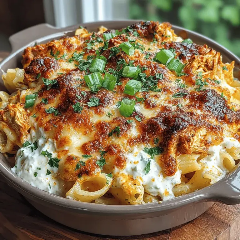 Der Würzige Komfortauflauf: Cremiger Buffalo-Hühnchen-Pasta-Auflauf ist ein Gericht, das die Herzen von Pasta- und Hühnchenliebhabern gleichermaßen erobert. Ursprünglich inspiriert von den berühmten Buffalo Wings, kombiniert dieses Rezept die würzige, pikante Note der Buffalo-Sauce mit der Cremigkeit von Käse und Frischkäse. Diese Kombination ergibt einen herzhaften Auflauf, der sowohl als Hauptgericht als auch als Teil eines Buffets serviert werden kann. In vielen amerikanischen Haushalten ist dieser Auflauf nicht nur ein beliebtes Gericht für Familienessen, sondern auch für Partys und Feiern. Er vereint die Aromen, die wir lieben, und bietet gleichzeitig den Komfort eines Auflaufs, der einfach zuzubereiten und zu genießen ist.