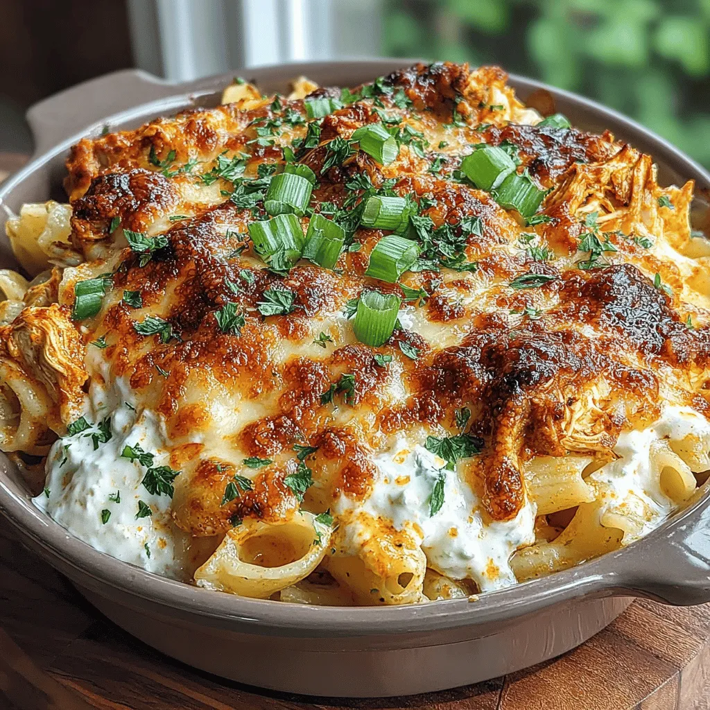 Der Würzige Komfortauflauf: Cremiger Buffalo-Hühnchen-Pasta-Auflauf ist ein Gericht, das die Herzen von Pasta- und Hühnchenliebhabern gleichermaßen erobert. Ursprünglich inspiriert von den berühmten Buffalo Wings, kombiniert dieses Rezept die würzige, pikante Note der Buffalo-Sauce mit der Cremigkeit von Käse und Frischkäse. Diese Kombination ergibt einen herzhaften Auflauf, der sowohl als Hauptgericht als auch als Teil eines Buffets serviert werden kann. In vielen amerikanischen Haushalten ist dieser Auflauf nicht nur ein beliebtes Gericht für Familienessen, sondern auch für Partys und Feiern. Er vereint die Aromen, die wir lieben, und bietet gleichzeitig den Komfort eines Auflaufs, der einfach zuzubereiten und zu genießen ist.