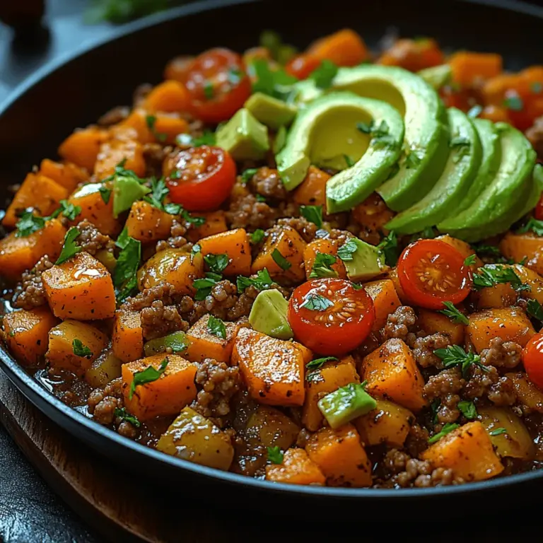 Die Herzhafte Süßkartoffel- und Truthahn-Pfanne ist ein wunderbares Gericht, das nicht nur durch seine Vielfalt an Aromen besticht, sondern auch durch seine Nährstoffdichte. Dieses Rezept kombiniert die Süße von Süßkartoffeln mit der herzhaften Würze von Putenfleisch und frischem Gemüse, was es zu einer perfekten Wahl für eine gesunde Mahlzeit macht. Ob für das Abendessen mit der Familie oder als Meal Prep für die Woche – diese Pfanne ist einfach zuzubereiten und schmeckt köstlich.