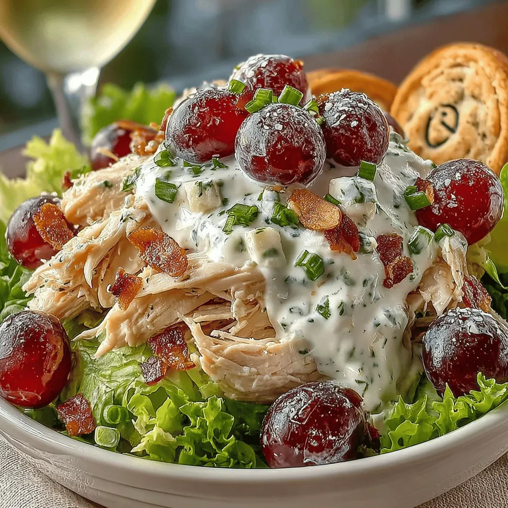 Der Knusprige Hühnchen & Traubensalat ist ein erfrischendes und nahrhaftes Gericht, das nicht nur hervorragend schmeckt, sondern auch eine wunderbare Ergänzung zu jeder Mahlzeit darstellt. Dieses Rezept vereint die zarten Aromen von gekochtem Hühnchen und süßen Trauben mit einer cremigen Joghurt-Dijon-Dressing, das die Geschmacksknospen erfreut. Ursprünglich als leichter Sommer-Salat konzipiert, hat sich dieses Gericht schnell in vielen Haushalten etabliert und wird gerne als proteinreicher Snack oder als Beilage zu Grillgerichten serviert.
