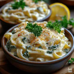 Die cremige Knoblauch-Spinat-Pasta ist ein köstliches und einfach zuzubereitendes Gericht, das sich ideal für eine schnelle Woche-Mahlzeit oder ein entspanntes Abendessen am Wochenende eignet. Mit ihrem reichen, buttrigen Geschmack und der zarten Textur der Spinatblätter erfreut sich dieses Rezept großer Beliebtheit bei Pasta-Liebhabern. Die Kombination aus frischem Spinat, aromatischem Knoblauch und einer cremigen Sauce macht dieses Gericht zu einem wahren Genuss für alle Sinne.