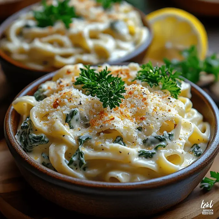 Die cremige Knoblauch-Spinat-Pasta ist ein köstliches und einfach zuzubereitendes Gericht, das sich ideal für eine schnelle Woche-Mahlzeit oder ein entspanntes Abendessen am Wochenende eignet. Mit ihrem reichen, buttrigen Geschmack und der zarten Textur der Spinatblätter erfreut sich dieses Rezept großer Beliebtheit bei Pasta-Liebhabern. Die Kombination aus frischem Spinat, aromatischem Knoblauch und einer cremigen Sauce macht dieses Gericht zu einem wahren Genuss für alle Sinne.