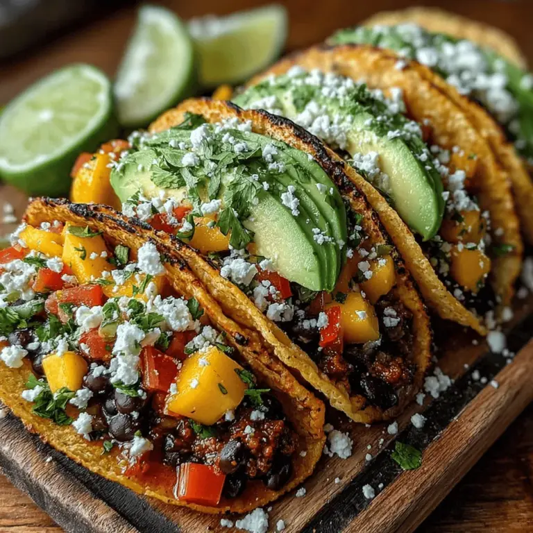 In der Welt der Tacos gibt es unzählige Variationen, aber die Mango Tango Tacos stechen durch ihre fruchtige Frische und lebendige Farben besonders hervor. Dieses Gericht verbindet die Süße reifer Mangos mit herzhaften Zutaten wie schwarzen Bohnen und knackigem Gemüse, was zu einem unvergleichlichen Geschmackserlebnis führt. Ideal für warme Sommerabende oder als leichtes Mittagessen, sind diese Tacos nicht nur köstlich, sondern auch gesund. Die Kombination aus frischen Zutaten und einer einfachen Zubereitung macht sie zu einem Muss für jeden Taco-Liebhaber.
