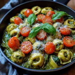 Die cremige Pesto Tortellini-Pfanne ist ein Gericht, das nicht nur den Gaumen verwöhnt, sondern auch in kürzester Zeit zubereitet werden kann. Dieses köstliche Ein-Pfannen-Gericht vereint die Aromen Italiens mit der Leichtigkeit eines schnellen Abendessens. Die Kombination aus zarten Käsetortellini, frischem Gemüse und einer cremigen Pesto-Sauce macht diese Pfanne zu einem perfekten Gericht für alle, die es lieben, nach einem langen Tag schnell etwas Köstliches zuzubereiten.
