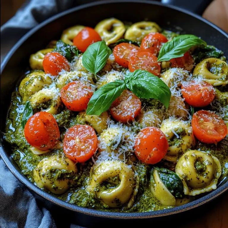 Die cremige Pesto Tortellini-Pfanne ist ein Gericht, das nicht nur den Gaumen verwöhnt, sondern auch in kürzester Zeit zubereitet werden kann. Dieses köstliche Ein-Pfannen-Gericht vereint die Aromen Italiens mit der Leichtigkeit eines schnellen Abendessens. Die Kombination aus zarten Käsetortellini, frischem Gemüse und einer cremigen Pesto-Sauce macht diese Pfanne zu einem perfekten Gericht für alle, die es lieben, nach einem langen Tag schnell etwas Köstliches zuzubereiten.