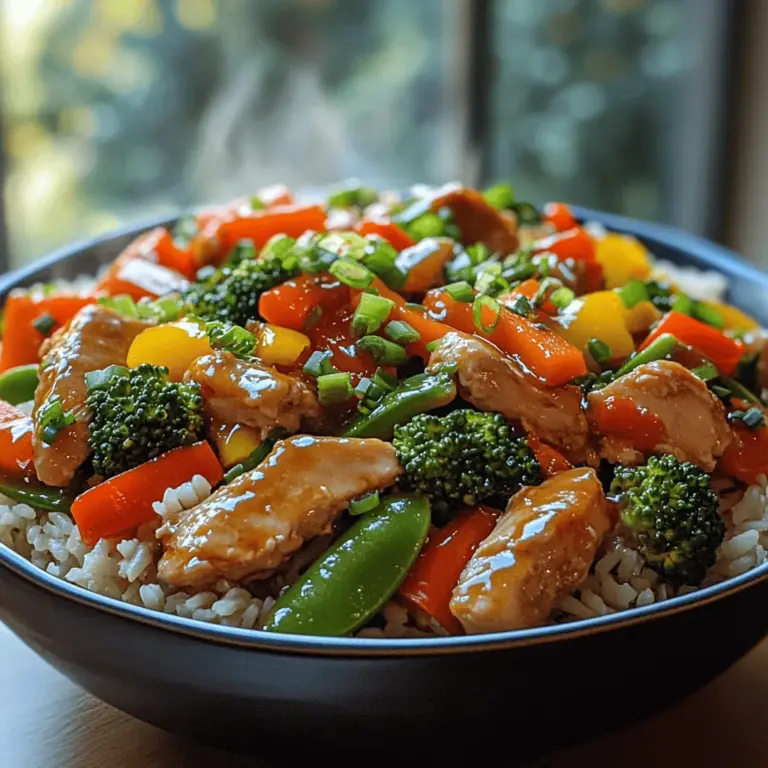Das Bunte Hähnchen-Gemüse-Wokgericht ist eine köstliche und nahrhafte Option, die sich perfekt für jede Gelegenheit eignet. Ob für ein schnelles Abendessen unter der Woche, ein gemütliches Wochenendessen mit Freunden oder eine gesunde Mahlzeit für die Familie – dieses Gericht vereint nicht nur frische Zutaten, sondern auch eine Vielfalt an Farben und Aromen, die sowohl den Gaumen erfreuen als auch das Auge ansprechen.