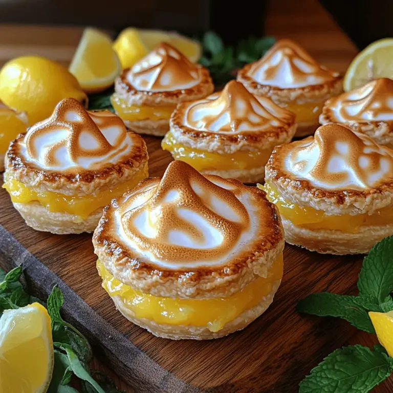 Willkommen in der wunderbaren Welt der Backkunst! Heute präsentiere ich Ihnen ein Rezept für spritzige Mini-Zitronen-Baiser-Törtchen, das nicht nur optisch begeistert, sondern auch durch seinen erfrischenden Geschmack überzeugt. Diese kleinen, feinen Törtchen sind perfekt für jede Gelegenheit — sei es für einen festlichen Anlass, ein Picknick im Freien oder einfach als süße Verführung für zwischendurch. Die Kombination aus einem zarten Mürbeteigboden, einer zitronigen Füllung und einem luftigen Baiser-Topping sorgt für ein Geschmackserlebnis, das Ihre Gäste begeistern wird.