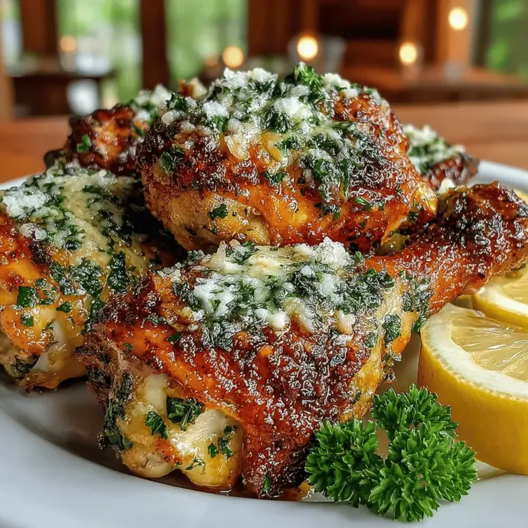 Wenn es um köstliche und unkomplizierte Abendessen geht, sind Knoblauch-Parmesan-Hühnchenbeine ein echter Klassiker. Dieses Rezept vereint das zarte Fleisch von Hähnchenschenkeln mit dem herzhaften Geschmack von Knoblauch und dem nussigen Aroma von frisch geriebenem Parmesan. Die Kombination dieser Zutaten sorgt nicht nur für einen unvergesslichen Geschmack, sondern auch für ein verlockendes Aroma, das jedes Familienessen in ein festliches Erlebnis verwandelt. Mit einer knusprigen Haut, die goldbraun gebacken wird, und einer würzigen Butter-Marinade ist dieses Gericht sowohl einfach zuzubereiten als auch absolut lecker.