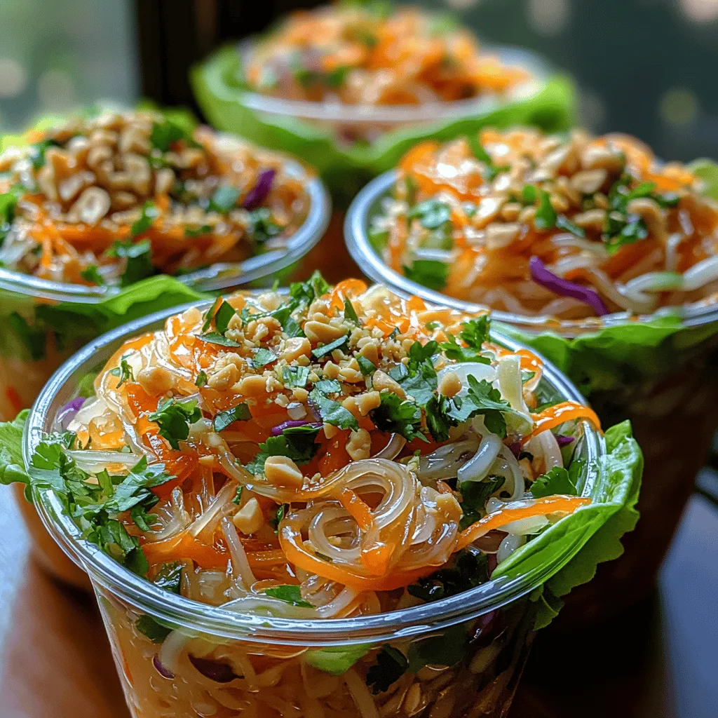 Der Knusprige Thai-Nudelsalat in Tassen ist nicht nur ein Genuss für den Gaumen, sondern auch ein visuelles Highlight auf jedem Tisch. Diese ungewöhnliche Kombination aus frischen Zutaten und einem aromatischen Dressing macht das Gericht zu einer perfekten Wahl für Sommerpartys, Grillabende oder als leichtes Mittagessen. Der Salat ist leicht zuzubereiten und bietet eine Vielzahl von Texturen und Aromen, die sowohl Vegetarier als auch Fleischliebhaber ansprechen.