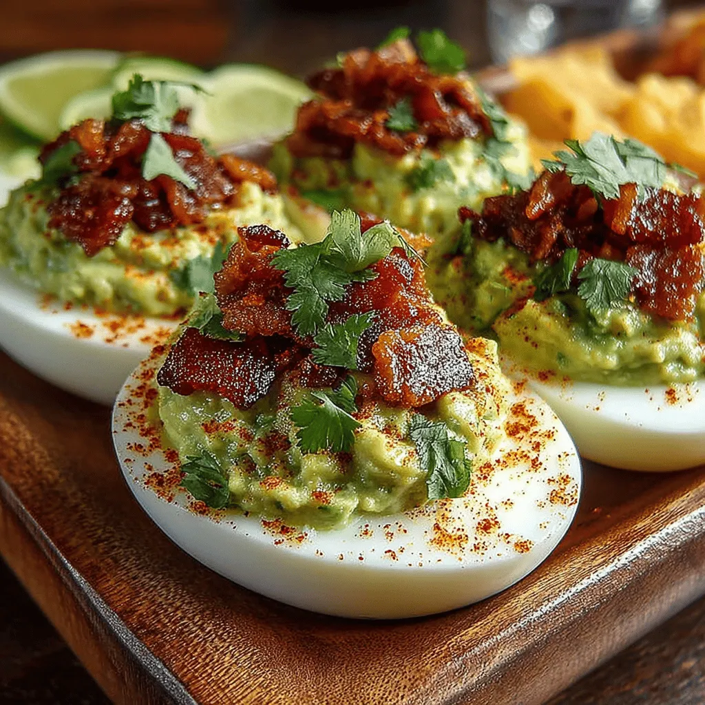 Willkommen zu einem Rezept, das sowohl optisch als auch geschmacklich begeistert: Cremige Avocado-Deviled Eggs mit knusprigem Speck. Diese köstlichen gefüllten Eier sind nicht nur ein echter Hingucker auf jedem Buffet oder bei Feiern, sondern auch eine wunderbare Möglichkeit, gesunde Zutaten auf kreative Weise zu kombinieren. Ursprünglich stammen Deviled Eggs aus der antiken römischen Küche, wo Eier mit verschiedenen Füllungen zubereitet wurden. Heute sind sie in vielen Kulturen eine beliebte Vorspeise oder ein Snack, insbesondere in der amerikanischen und europäischen Küche.