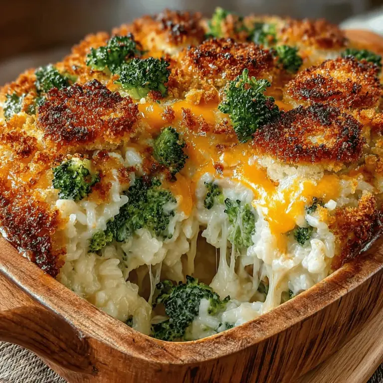 Der Käse-Brokkoli-Reisauflauf ist ein wunderbares Beispiel für ein köstliches und gesundes Gericht, das sowohl für die ganze Familie als auch für gesellige Anlässe geeignet ist. Dieses Rezept vereint die herzhaften Aromen von scharfem Cheddar-Käse und frischem Brokkoli mit der Fülle von Reis zu einem befriedigenden und nahrhaften Auflauf. Es ist nicht nur einfach zuzubereiten, sondern bietet auch einen hohen Nährwert, der dazu beiträgt, eine ausgewogene Ernährung zu fördern.