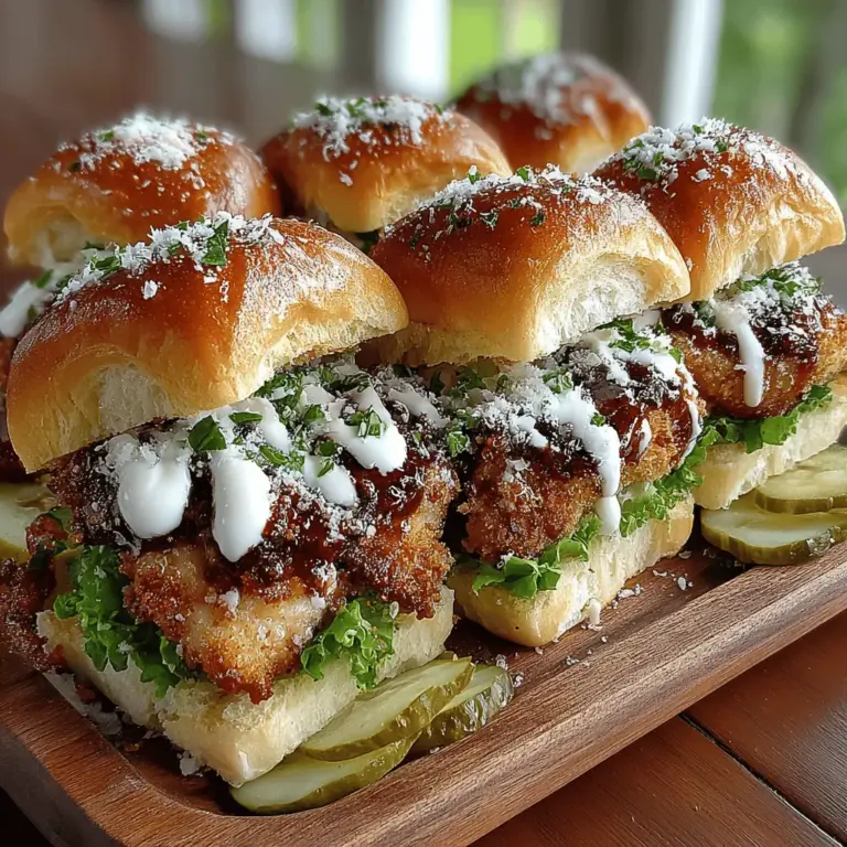 Wenn Sie auf der Suche nach einem schmackhaften Fingerfood sind, das sowohl einfach zuzubereiten als auch unglaublich lecker ist, dann sind die Mini Crispy Chicken Caesar Sliders genau das Richtige für Sie! Diese kleinen Burger vereinen die knusprige Textur von perfekt frittiertem Hähnchen mit dem klassischen Geschmack eines Caesar-Salats, alles serviert in einem süßen, weichen Brötchen. Ideal für Partys, Grillabende oder als schnelles Abendessen, werden diese Slider bei Ihren Gästen garantiert für Begeisterung sorgen.