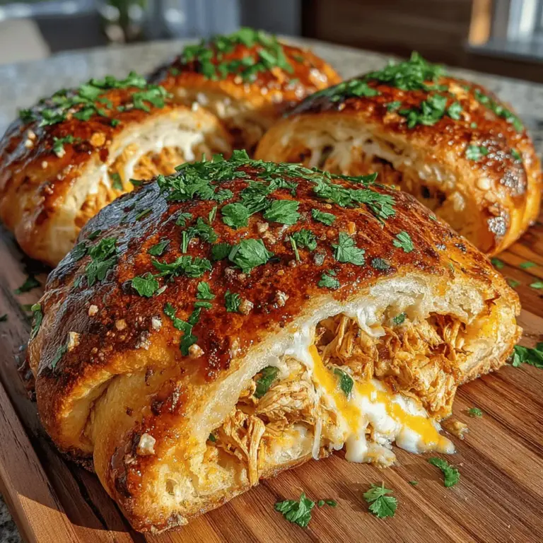 Wenn Sie auf der Suche nach einer köstlichen und unkomplizierten Snack-Option sind, die sowohl herzhaft als auch gehaltvoll ist, dann sind diese würzigen grünen Chili-Hühnchen-Croissants genau das Richtige für Sie! Diese Snacks vereinen die Aromen von zartem Hühnchen, würzigen grünen Chilis und cremigem Käse in einem knusprigen Croissant-Teig. Sie sind perfekt für Partys, als appetitliche Vorspeise oder einfach, um sich selbst eine Freude zu machen.