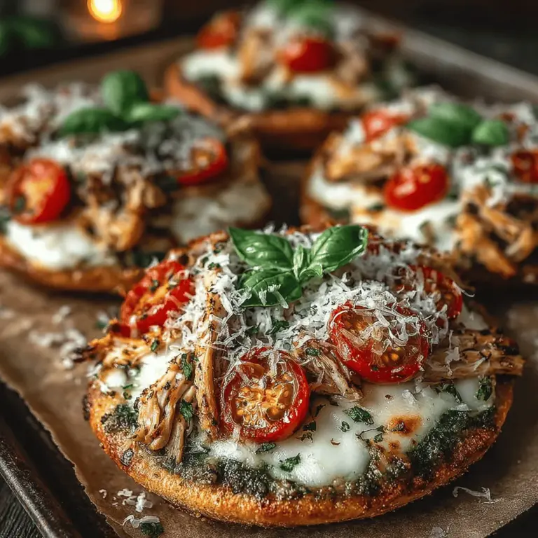 Mini-Hühnchen-Pesto-Pita-Pizzen sind eine kreative und schmackhafte Möglichkeit, die klassischen Aromen von Pizza in einer gesunden und unkomplizierten Form zu genießen. Diese kleinen Pizzen sind nicht nur schnell zubereitet, sondern bieten auch eine wunderbare Kombination aus zartem Hühnchen, aromatischem Pesto und geschmolzenem Käse, die jeden Gaumen erfreut. Ursprünglich inspiriert von mediterranen Aromen, haben sich Pita-Pizzen in den letzten Jahren zu einem beliebten Gericht entwickelt, das sich hervorragend für gesellige Abende, Snacks oder sogar als leichtes Abendessen eignet.