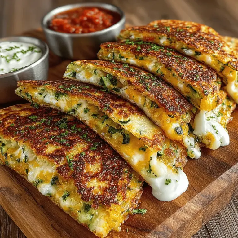 Die Käse-Zucchini-Genuss-Quesadillas sind ein köstliches Gericht, das nicht nur schnell und einfach zuzubereiten ist, sondern auch eine hervorragende Möglichkeit bietet, Gemüse in Ihre Ernährung zu integrieren. Diese Quesadillas sind besonders beliebt bei Familien, da sie sowohl Kindern als auch Erwachsenen schmecken. Die Kombination aus geschmolzenem Käse und saftiger Zucchini sorgt für ein unvergleichliches Geschmackserlebnis. Ob als Snack, leichtes Mittagessen oder sogar als Beilage zu einem Hauptgericht – diese Quesadillas sind vielseitig einsetzbar und stets ein Hit.