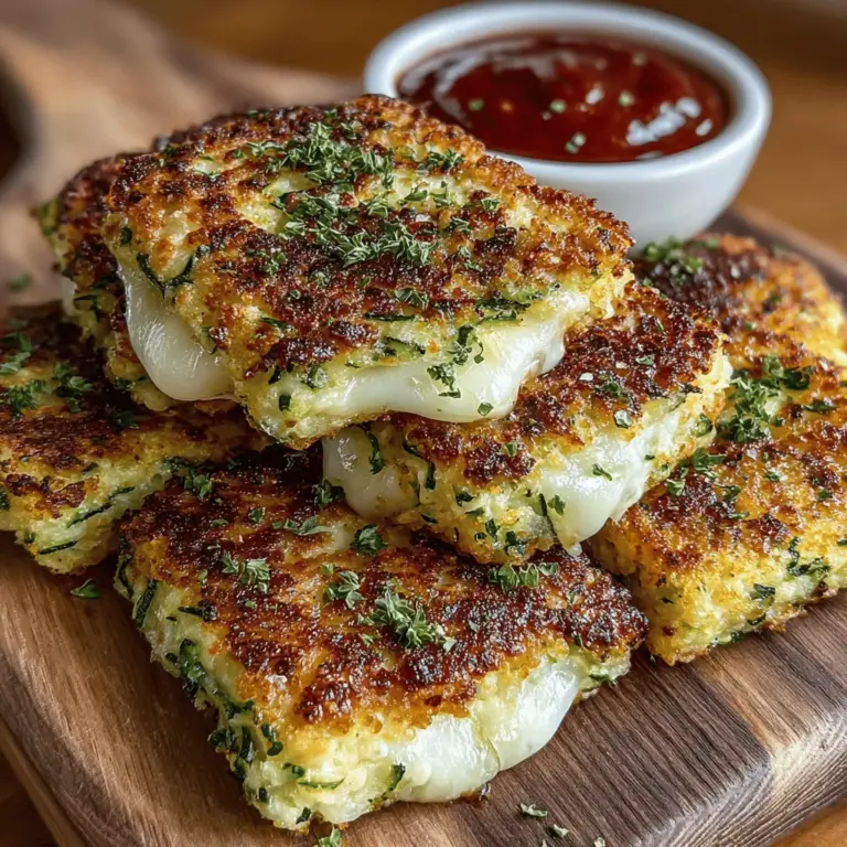 Lust auf eine gesunde, kreative Variante des klassischen Grilled Cheese? Dann sind die Zucchini-Crust Grilled Cheese Quadrate genau das Richtige für Sie! Dieses Rezept kombiniert die geliebte, schmelzende Käsefüllung mit einer knusprigen Zucchini-Kruste, die nicht nur glutenfrei, sondern auch nährstoffreich ist. Ideal für eine leichte Mahlzeit, als Snack oder sogar als Party-Appetizer – diese Quadrate sind vielseitig und kommen bei Groß und Klein gut an.