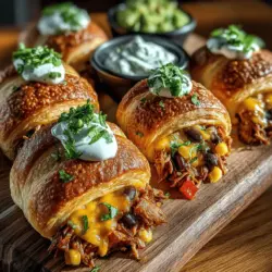 Mini Hähnchen Taco Croissant Häppchen sind die perfekte Kombination aus knusprigem Croissantteig und einer herzhaften, würzigen Füllung, die deine Gäste begeistern wird. Diese Häppchen sind nicht nur einfach zuzubereiten, sondern auch ideal für Partys, als Snack für die Familie oder sogar als schnelles Mittagessen. Mit nur wenigen Zutaten kannst du ein Gericht kreieren, das sowohl geschmacklich überzeugt als auch optisch ansprechend ist. Wenn du auf der Suche nach einer Rezeptidee bist, die schnell geht und trotzdem alle mit einem Gaumenschmaus überrascht, bist du hier genau richtig.